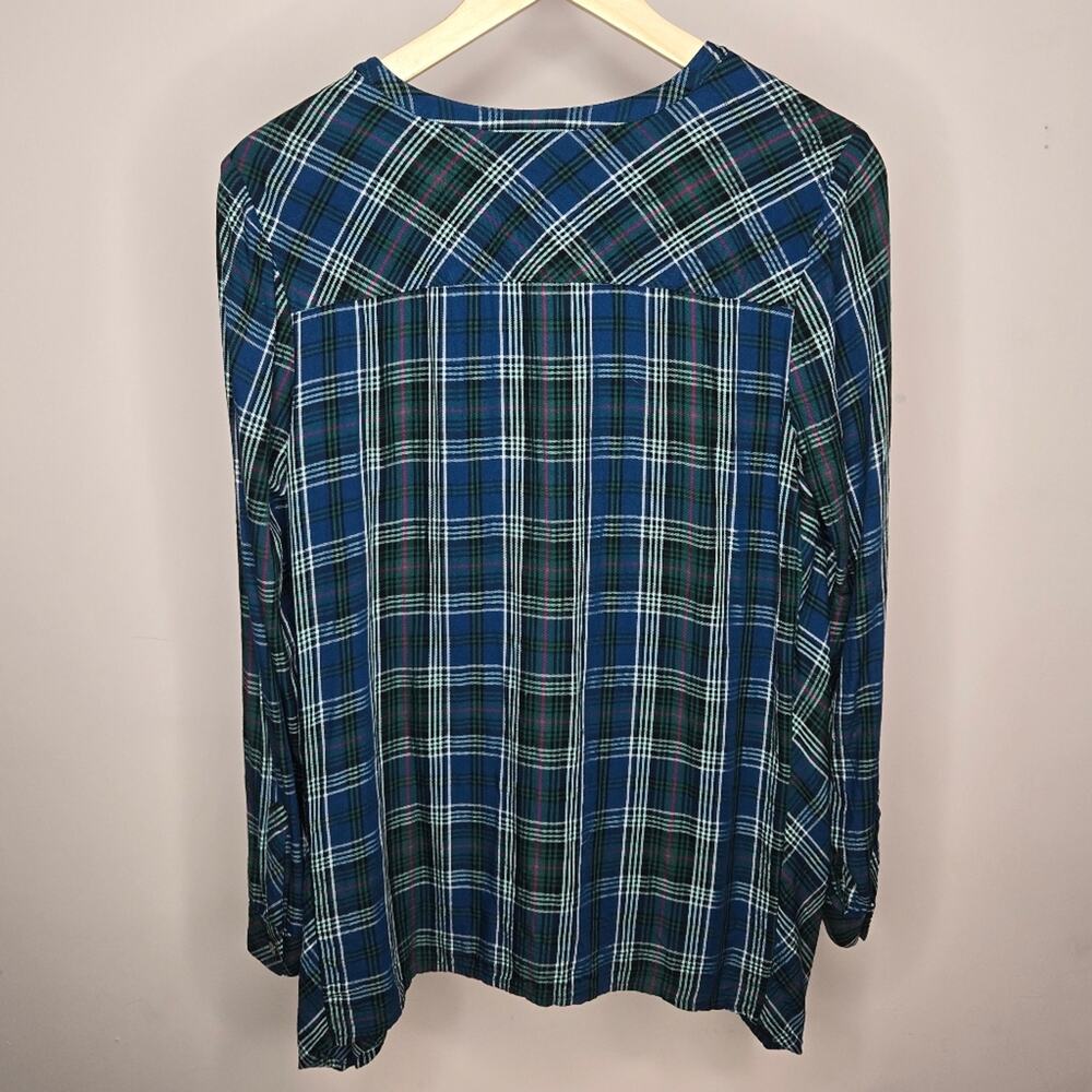 J. JILL Vneck Plaid Button Front Long Sleeve Blouse Size S - Picture 5 of 8